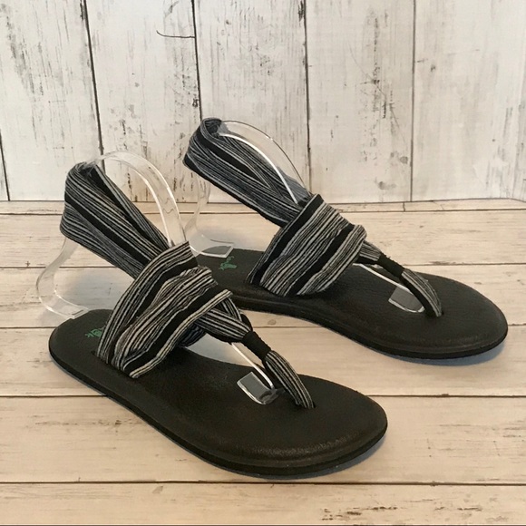 Sanuk Shoes - Black, White & Gray Stripe Sanuk Yoga Sling Sandal